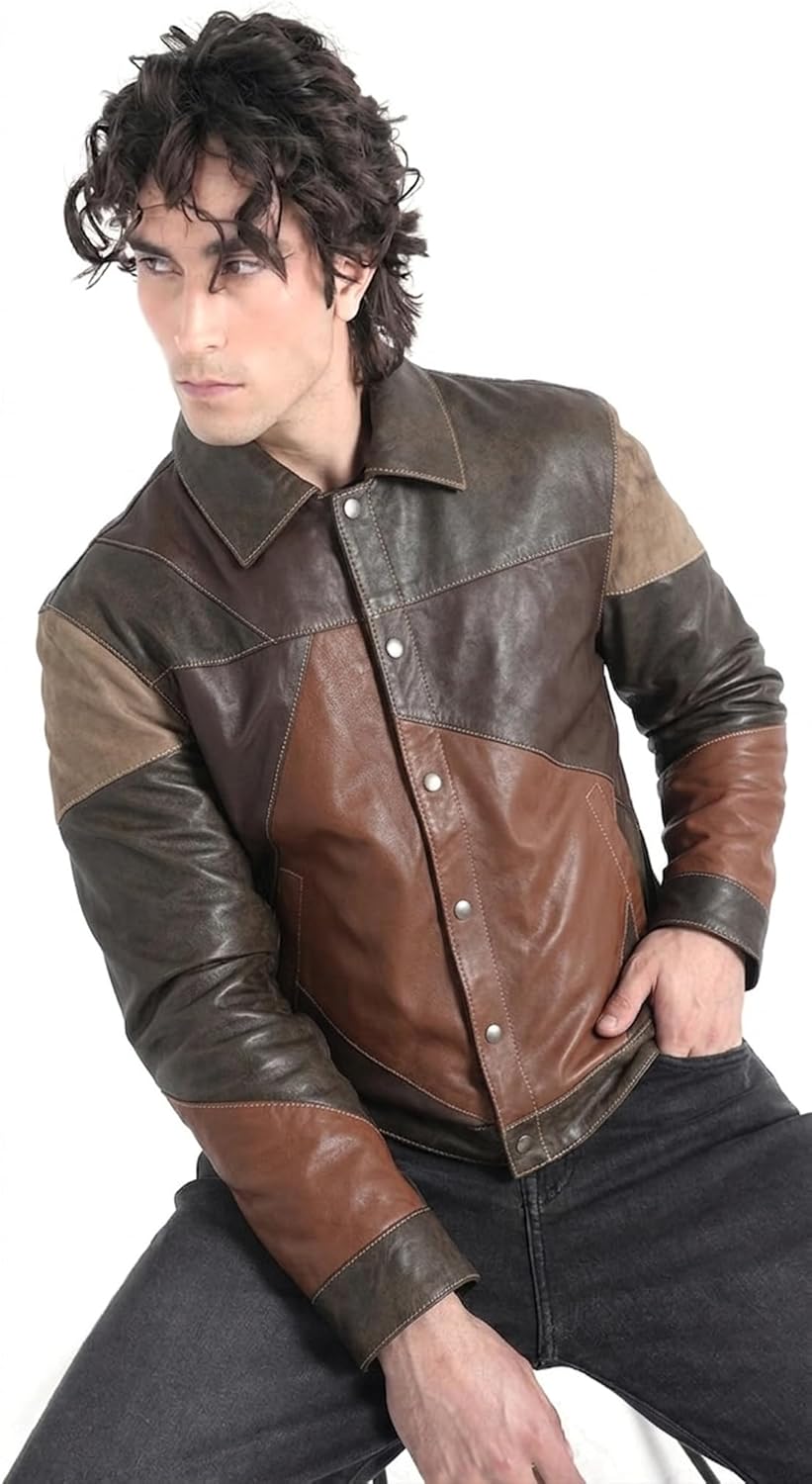 Varese Heritage Trucker — full-grain lambskin leather jacket, detail
